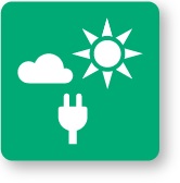 symbol oblaku, slnka a zástrčky na zelenom pozadí