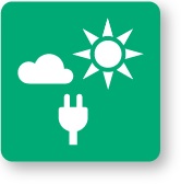 symbol oblaku, slnka a zástrčky na zelenom pozadí