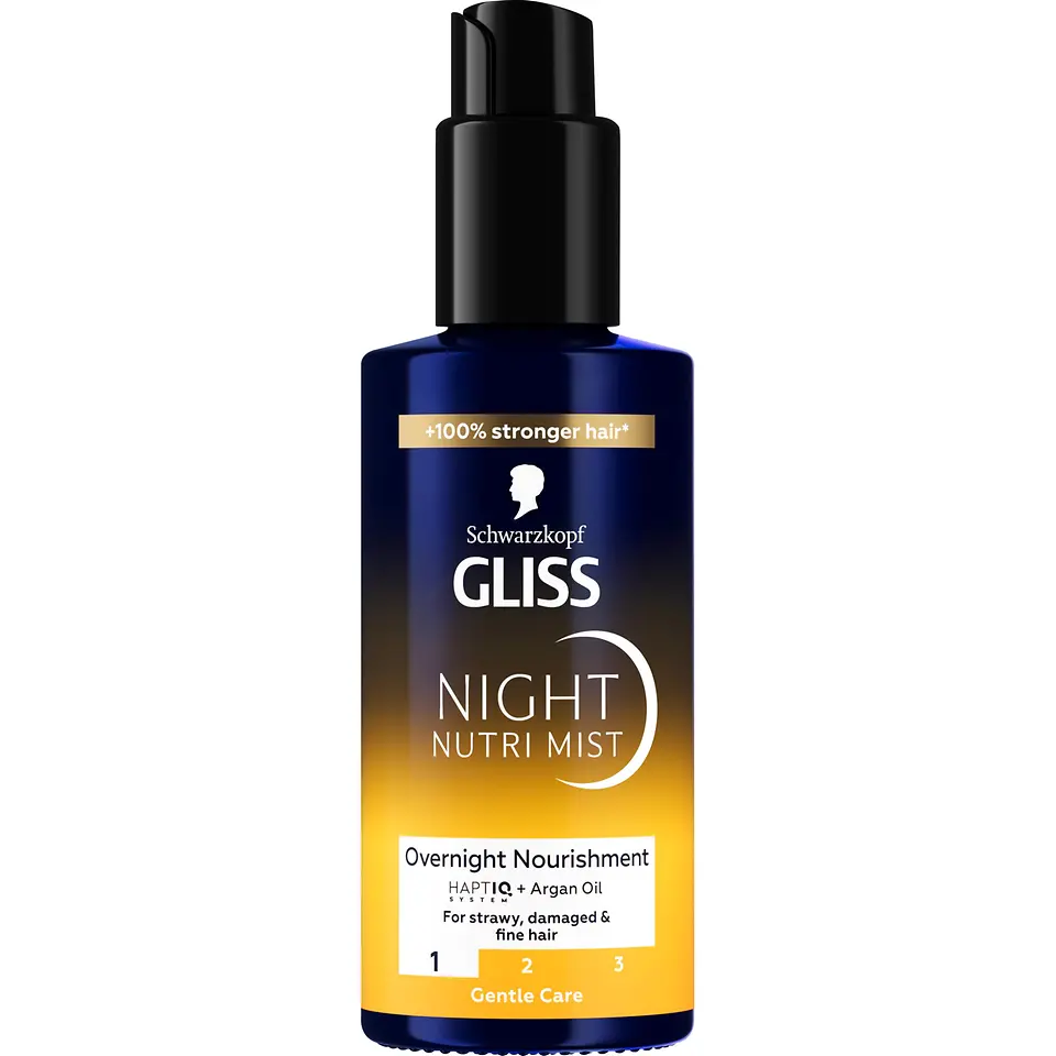 Oživte svoju nočnú rutinu bez zaťaženia vašich vlasov – s novým Gliss Night Nutri Mist!