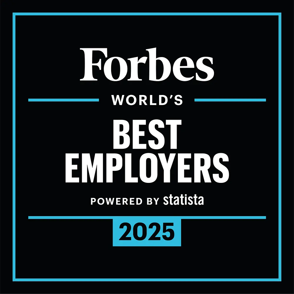 Logo ocenenia Forbes World's Best Employers.