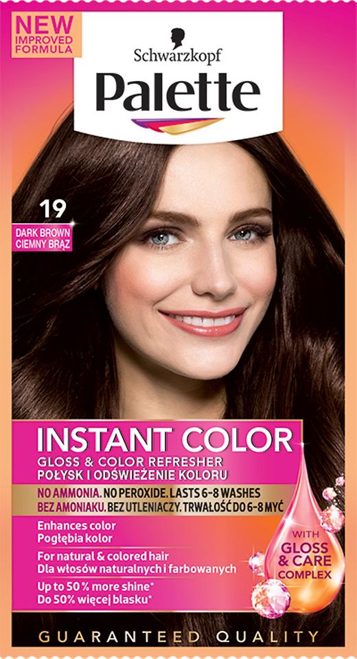 Farba na vlasy Palette Instant Color Gloss & Color Refresher 19 Tmavohnedý